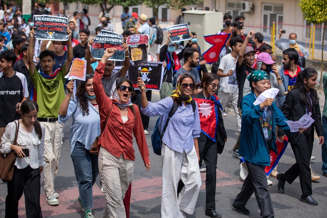 Protesters in Nepal, September 2025 (Credit: Pratisha Manandhar)