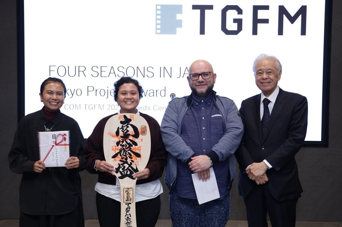 'Four Seasons In Java' team with Paolo Bertolin & Tokyo film festival chairman Hiroyasu Ando 
