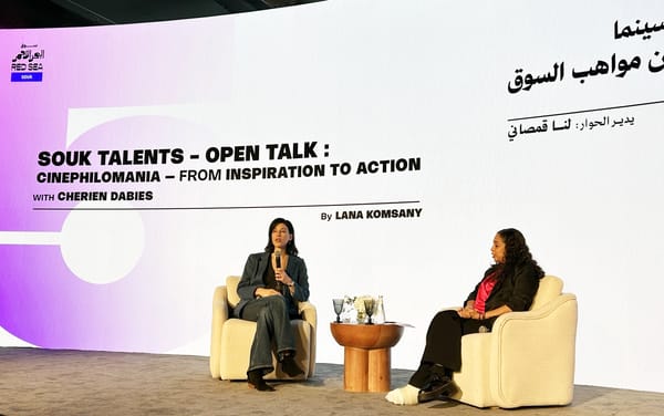 Cherien Dabis [L] talks to Lana Komsany 