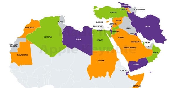 Map of Middle East region